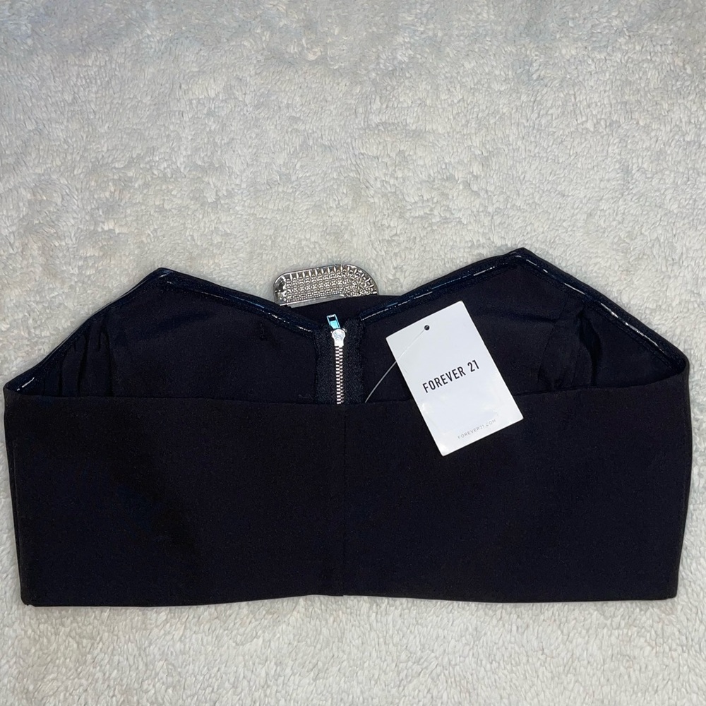 Forever 21 Black Strapless Rhinestone Belted Tube Top - Picture 6 of 7